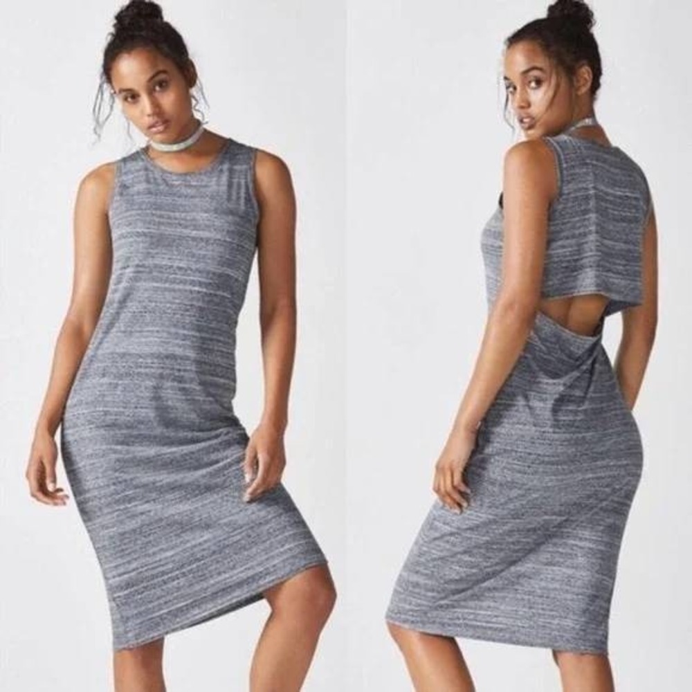 Fabletics‎ Eileen Gray Sleeveless Midi Dress Open Back Casual Athleisure XS